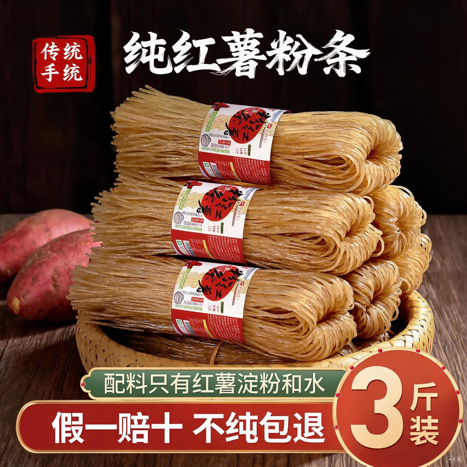 汴都铺子农家红薯粉条实惠装农家地道手工干粉南北干 23.23元 - 86线报