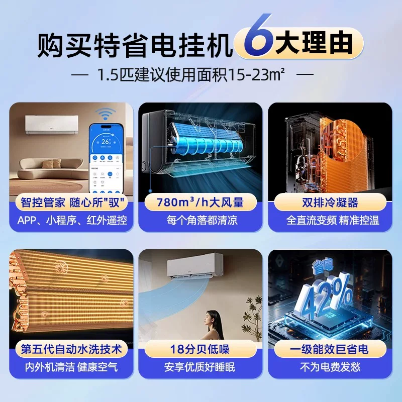 AUFIT AUFIE奥克斯空调特省电大1.5匹新一级能效变频挂机 1359.15元 - 86线报