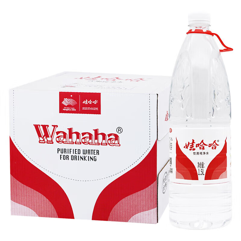 娃哈哈纯净水1.5L*12瓶纸箱装整箱大瓶装水 26.8元 - 86线报