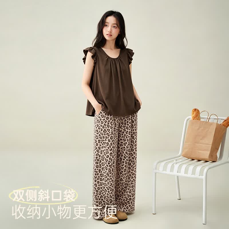 安之伴纯棉巨凉感豹纹背心套装生巧棕M睡衣家居服 95.22元 - 86线报