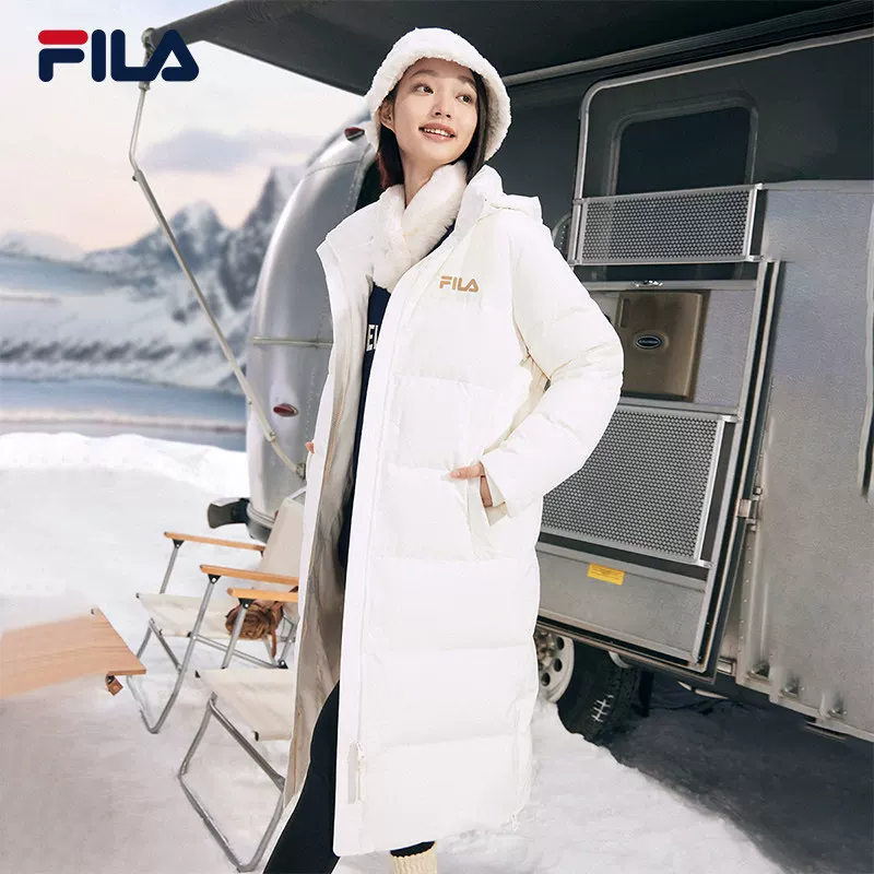 FILA女士长款羽绒服冬季款防污连帽运动外套保暖过膝大衣女 1589元 - 86线报
