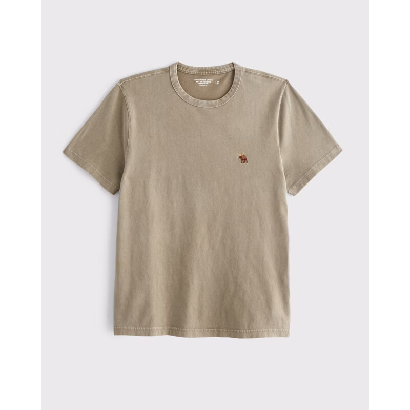 Abercrombie& Fitch 经典小麋鹿图案水洗棉T恤 卡其色 M - 86线报