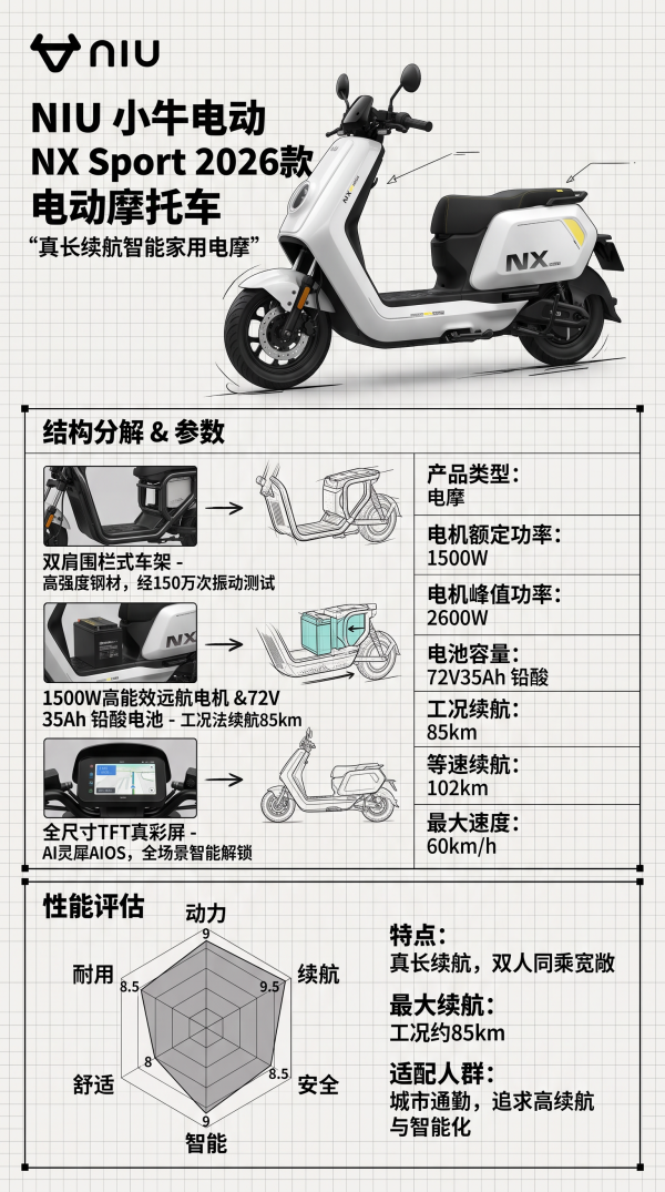 小牛电动 MT Sport 电动车 48V30Ah锂电 4599元 - 86线报