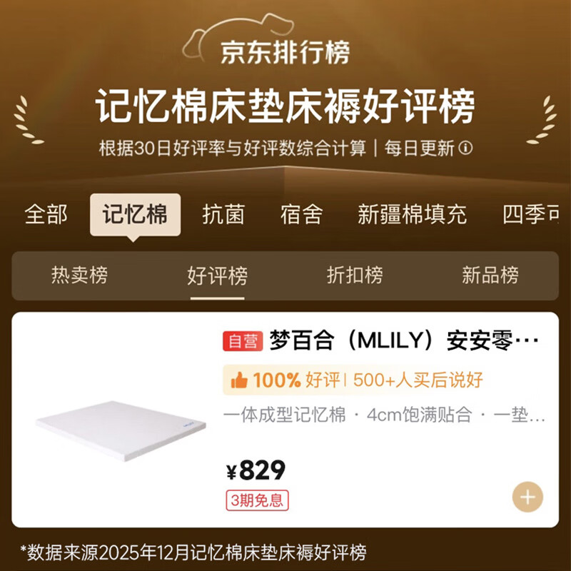 MLILY安安海绵软垫床褥子宿舍租房榻榻米零压记忆棉薄床垫子1.5x2米 377元 - 86线报