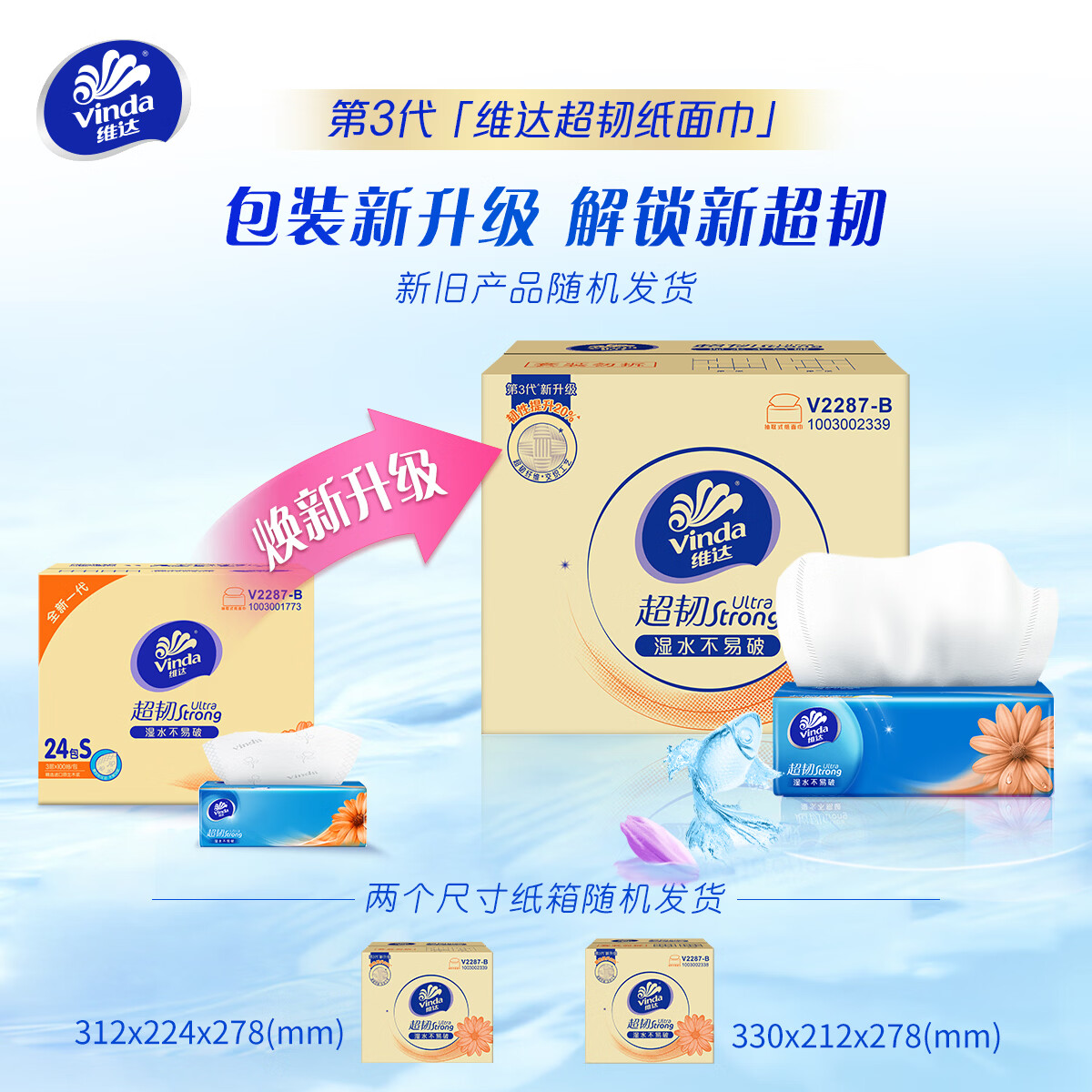 维达超韧系列抽纸3层100抽72包(133*195mm) 67.51元 - 线报酷