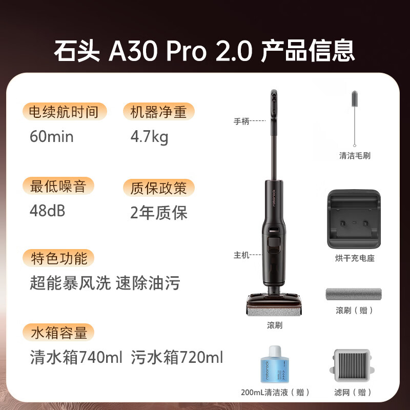 石头A30Pro 2.0无线洗地机WD5M22A 1670.72元 - 86线报