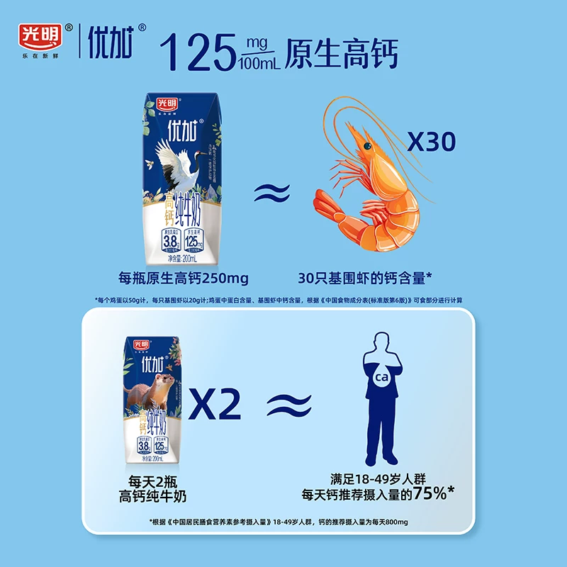 光明优加3.8g蛋白高钙纯牛奶200ml*24盒 47.22元 - 线报酷