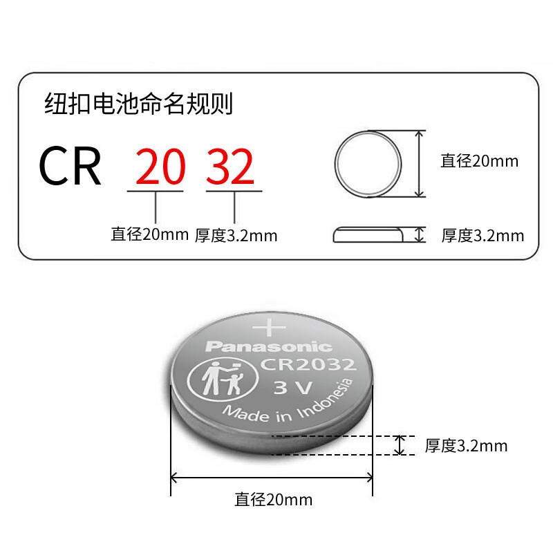 Panasonic CR2032纽扣电池 3V 210mAh 2粒装 1.9元 - 86线报