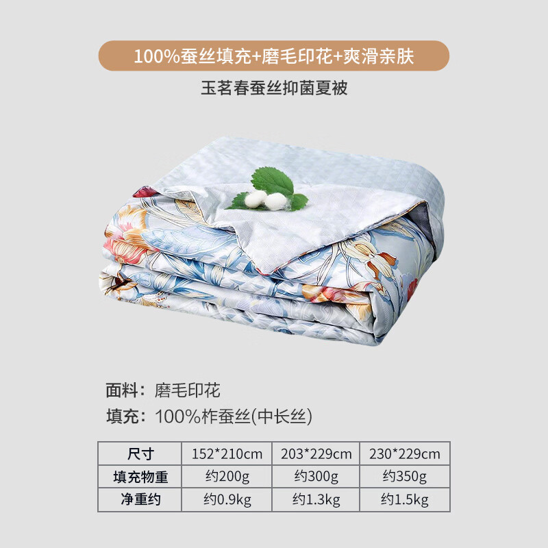 富安娜玉茗春蚕丝抑菌夏被蚕丝被夏凉被3斤230x229cm 178.11元 - 86线报