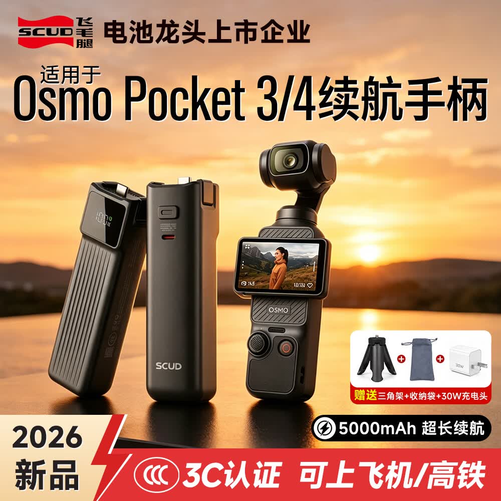飞毛腿5000mAh续航手柄+充电头+三脚架+收纳袋 pocket4/3/4pro 159元 - 线报酷
