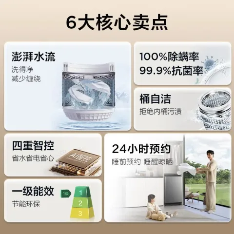 限移动端、京东百亿补贴：TCL B80V2R 抗菌除螨 滚筒洗衣机 8kg 云岩灰 券后499.8元 图片 2
