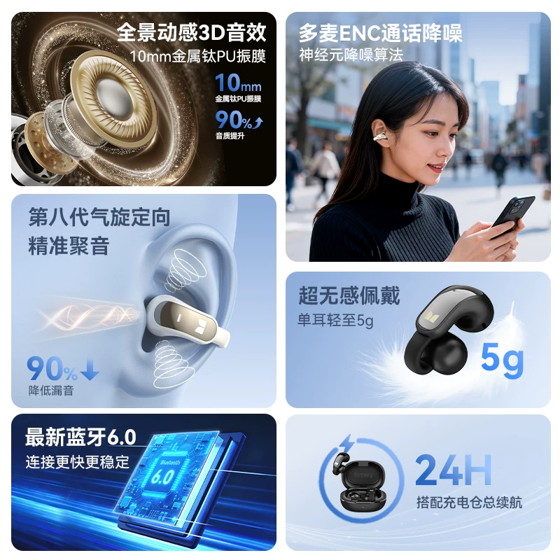 魔声AC228无线耳夹式耳机2026年新款气骨传导运动开放式蓝牙耳机 83.55元 - 86线报 魔声AC228无线耳夹式耳机2026年新款气骨传导运动开放式蓝牙耳机 83.55元 - 86线报