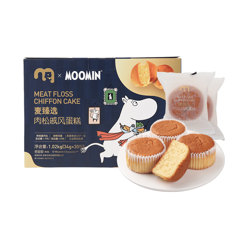 麦臻选MOOMIN肉松戚风蛋糕1.02kg 140.72元 - 86线报