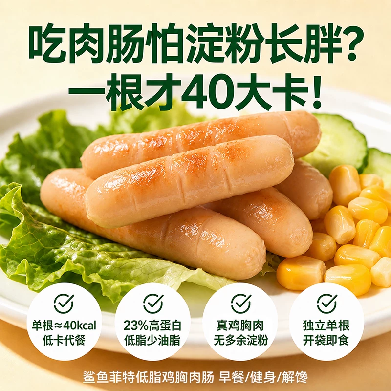 鲨鱼菲特鸡肉肠25g*12根/300g 拍2件 4.95元 - 86线报