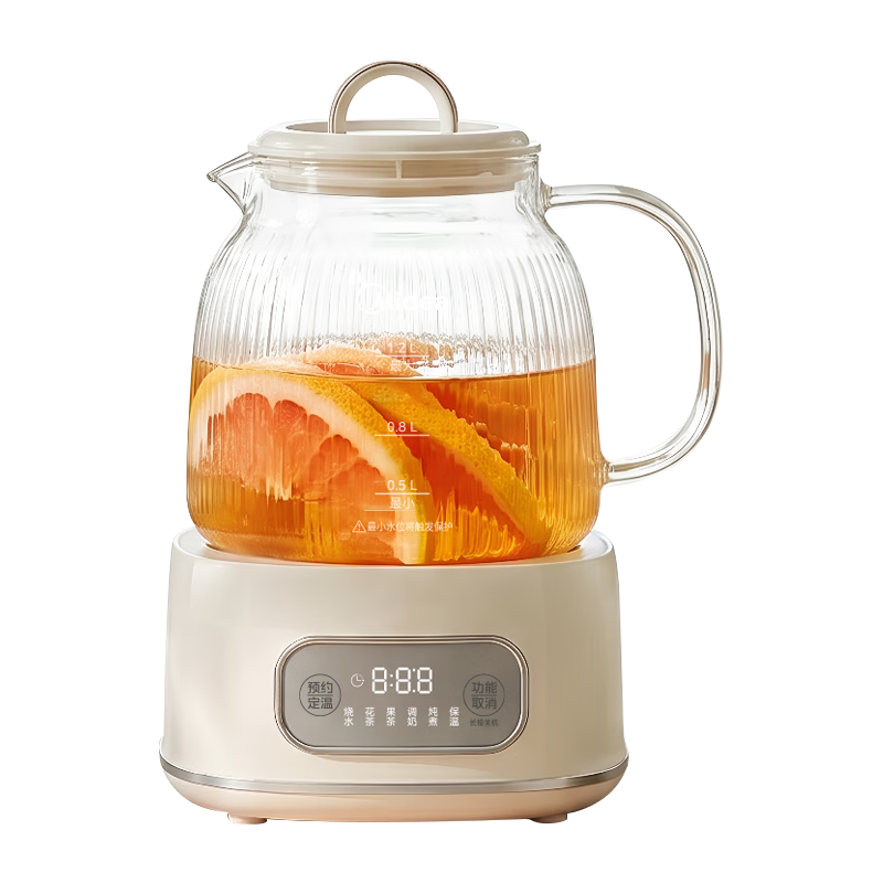 美的 MK-YS12B103 0胶水全玻璃 1.2L 养生壶 126.3元 - 线报酷