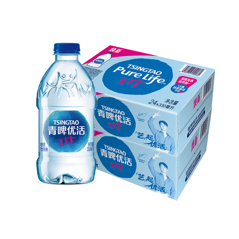 青啤优活饮用水非矿泉水330mlx24瓶x2箱 34.26元 - 线报酷