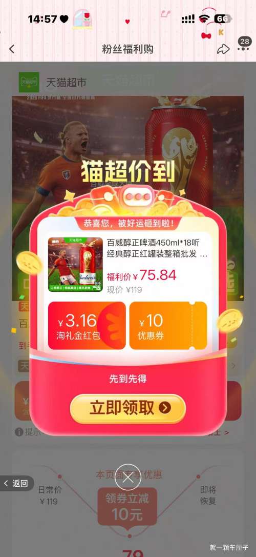 百威醇正啤酒450ml×18听整箱批发 63.2元 - 86线报