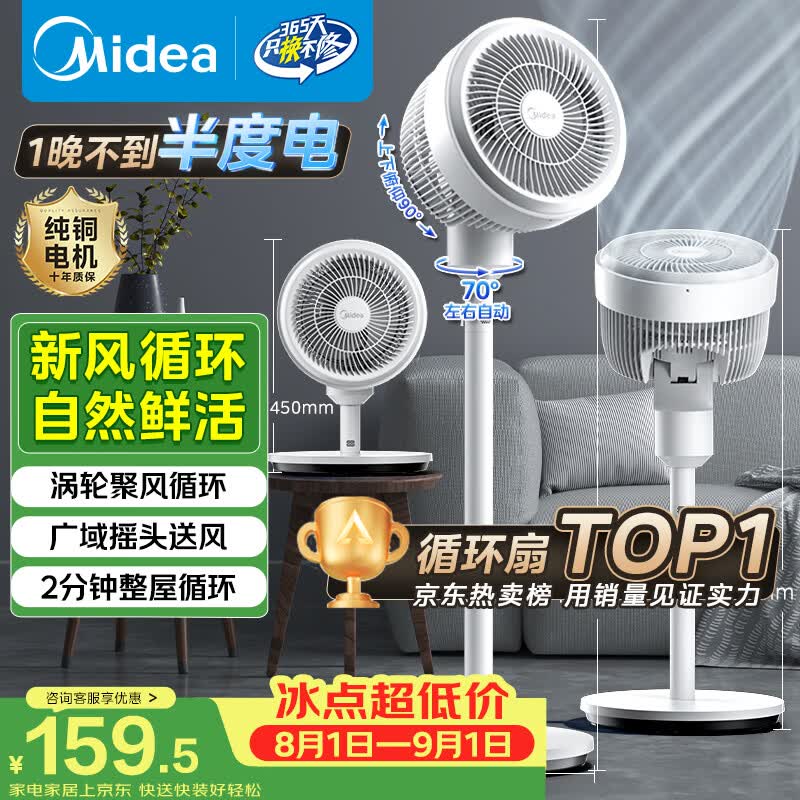 美的暴风循环空气循环扇FGA24TQ 129.56元 - 线报酷