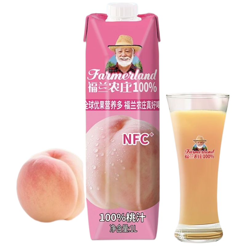 福兰农庄0添加浓缩果汁饮料100%桃汁1L箱装 5.9元 - 86线报