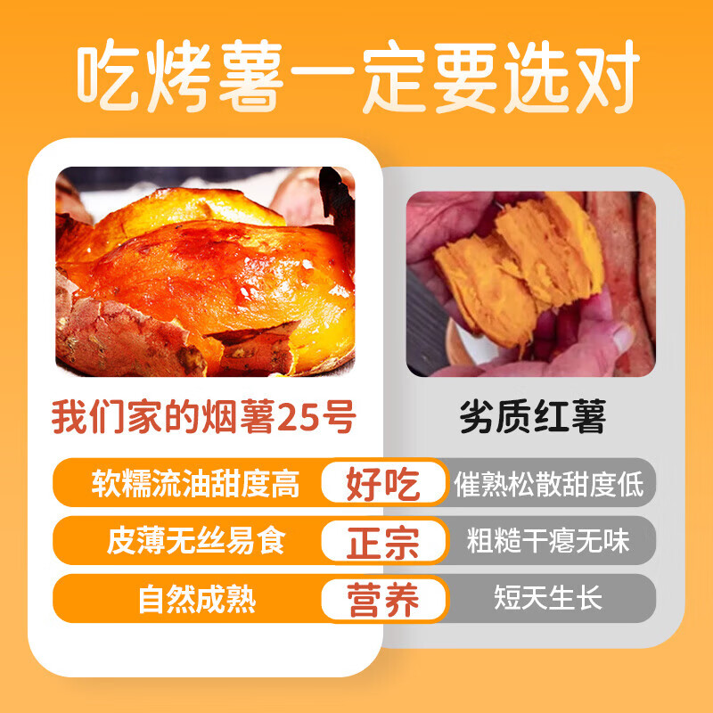 京觅山东烟薯25蜜薯净重5斤精选果单果130g+ 16.8元 - 线报酷