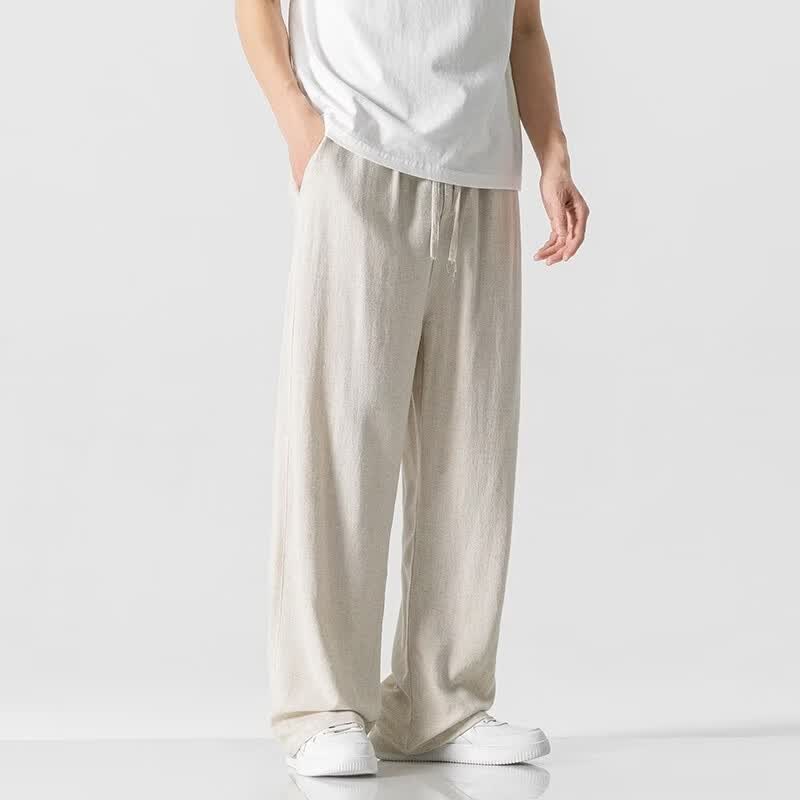 柯诗曼亚麻材质宽松直筒黑色XL男士休闲裤 28.99元 - 86线报