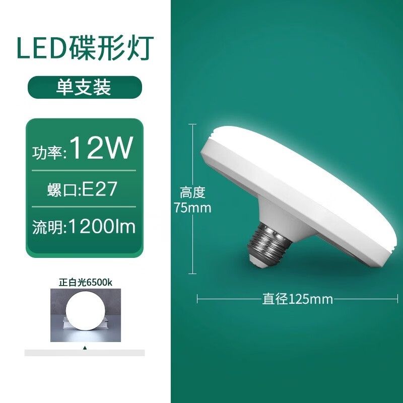 雷士照明LED灯泡12W E27螺口超亮飞碟灯 13.8元 - 线报酷