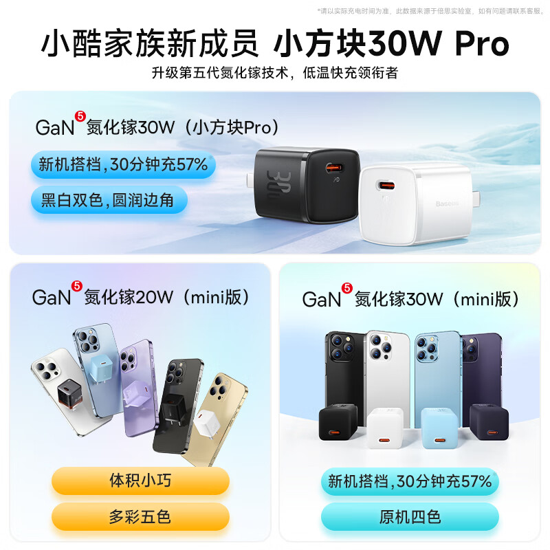 倍思氮化镓快充PD30W充电头单Type-C口黑色手机充电器 19.9元 - 86线报