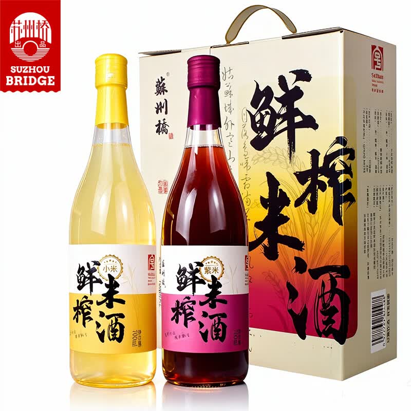 苏州桥鲜榨米酒8%vol700ml*2瓶礼盒装 15.17元 - 86线报