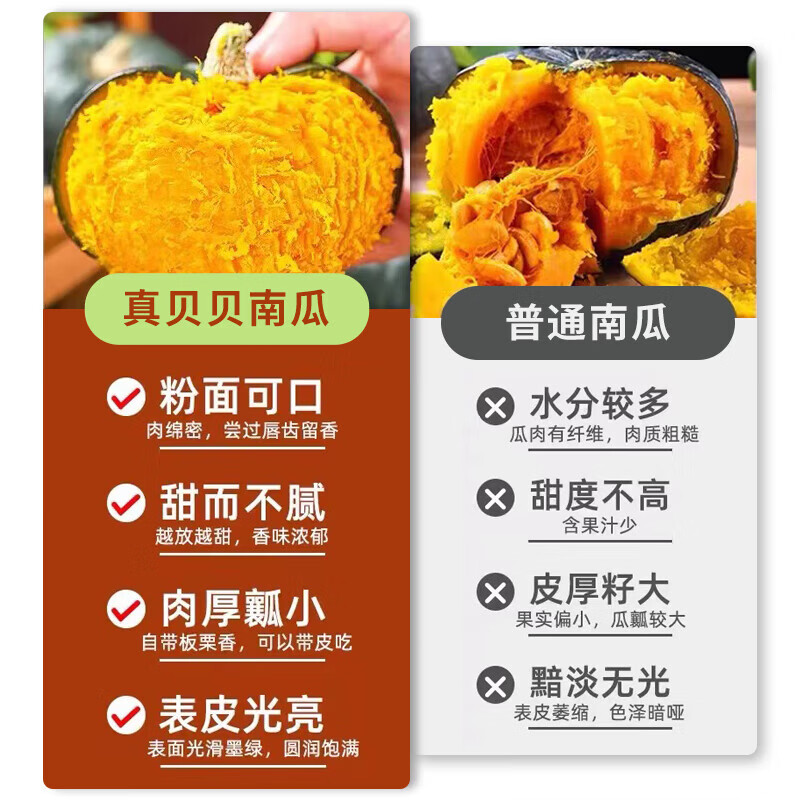 京觅 山东贝贝南瓜 净重5斤精选装 单果300g+ 软糯香甜源头直发包邮 - 86线报