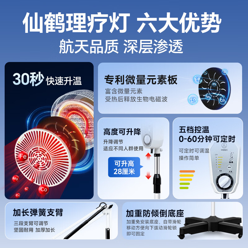 仙鹤XIANHE医院同款红外线理疗灯家用电磁波颈椎腰椎肩治疗仪医用烤灯27-1 304.3元 - 线报酷