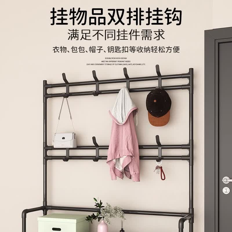 坤奉简易鞋架黑色3层60cm带4个挂钩 13.9元 - 86线报