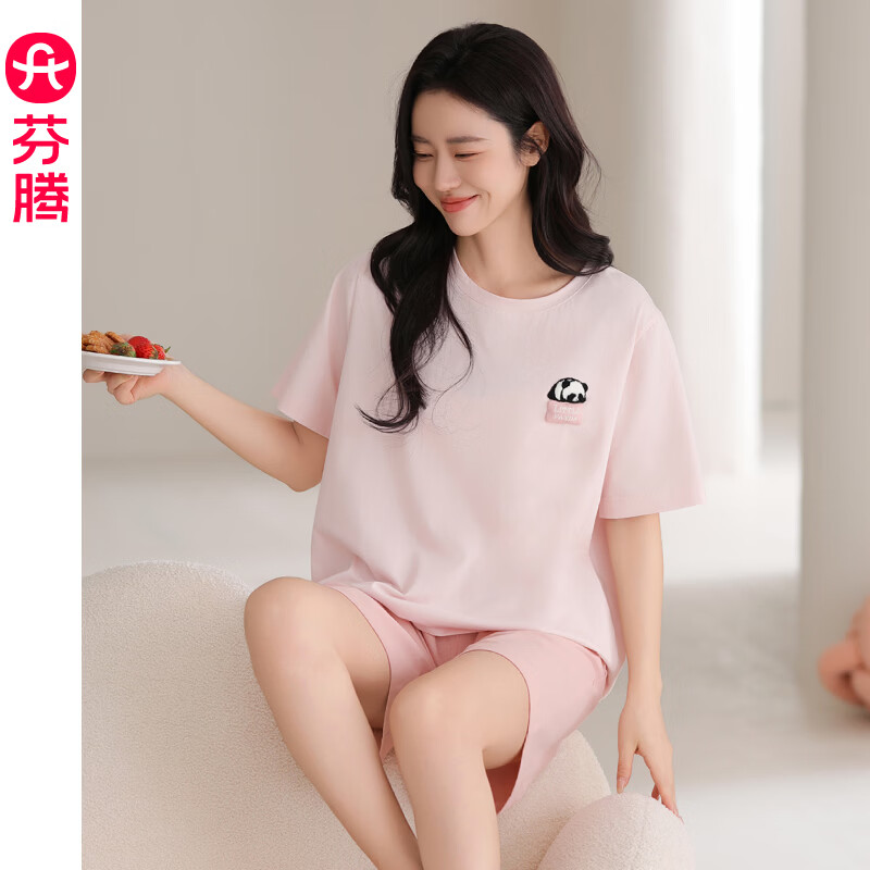 芬腾100%纯棉短袖短裤套装休闲家居服 59.5元 - 线报酷