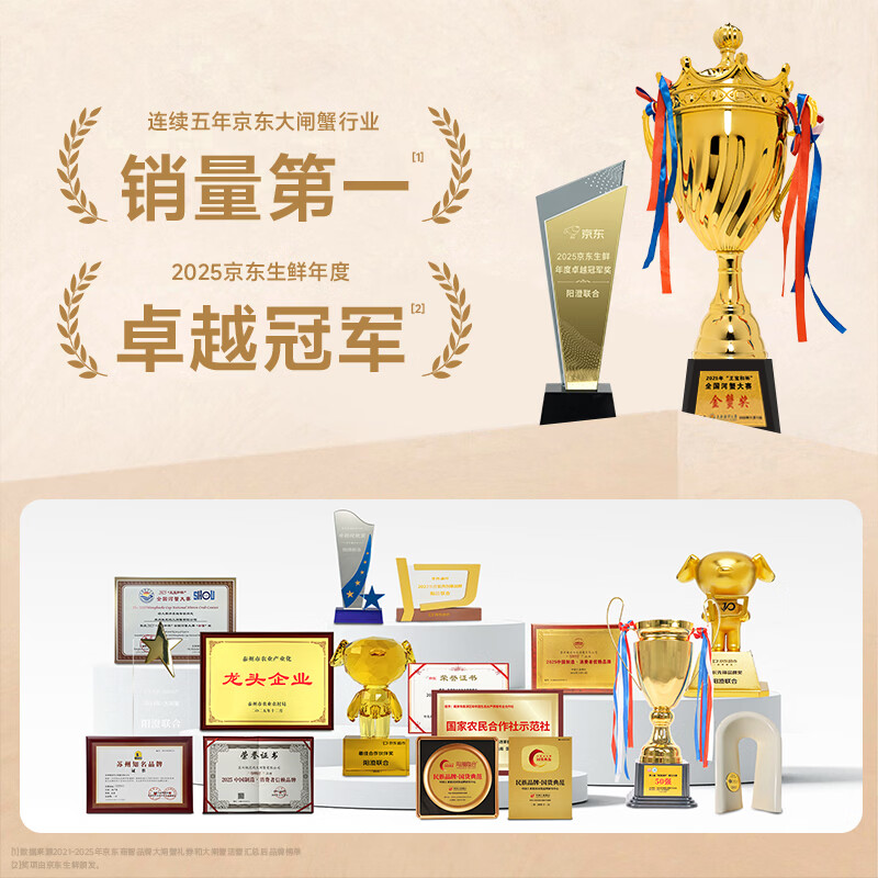 阳澄联合大闸蟹礼券8666型公4.5两母3.5两4对8只螃蟹券中秋礼盒礼品卡海鲜水产 282.1元 - 86线报