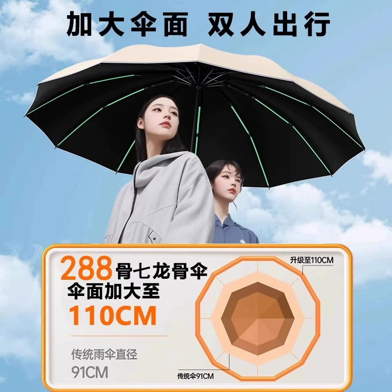 零雨ZR-002全自动雨伞24骨超大号曜石黑晴雨两用防紫外线 9.27元 - 线报酷