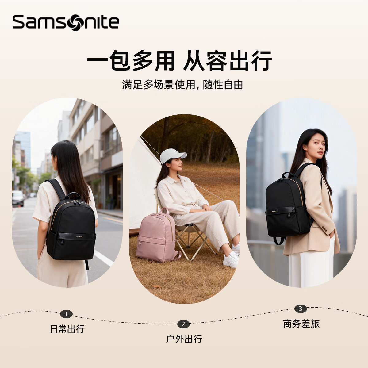 新秀丽抗菌商务通勤黑色双肩包14英寸96Q*09037 376元 - 86线报