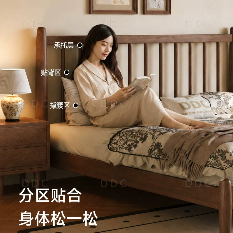 ddc实木床真皮复古风卧室双人床软包床简约家用中古风大床1.8米 1744.46元 - 86线报