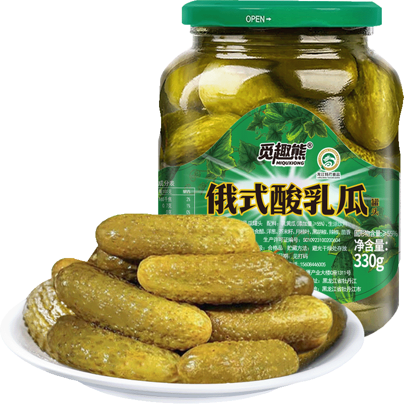 觅趣熊俄式酸乳瓜330g 0脂酸黄瓜即食罐头 6.9元 - 86线报