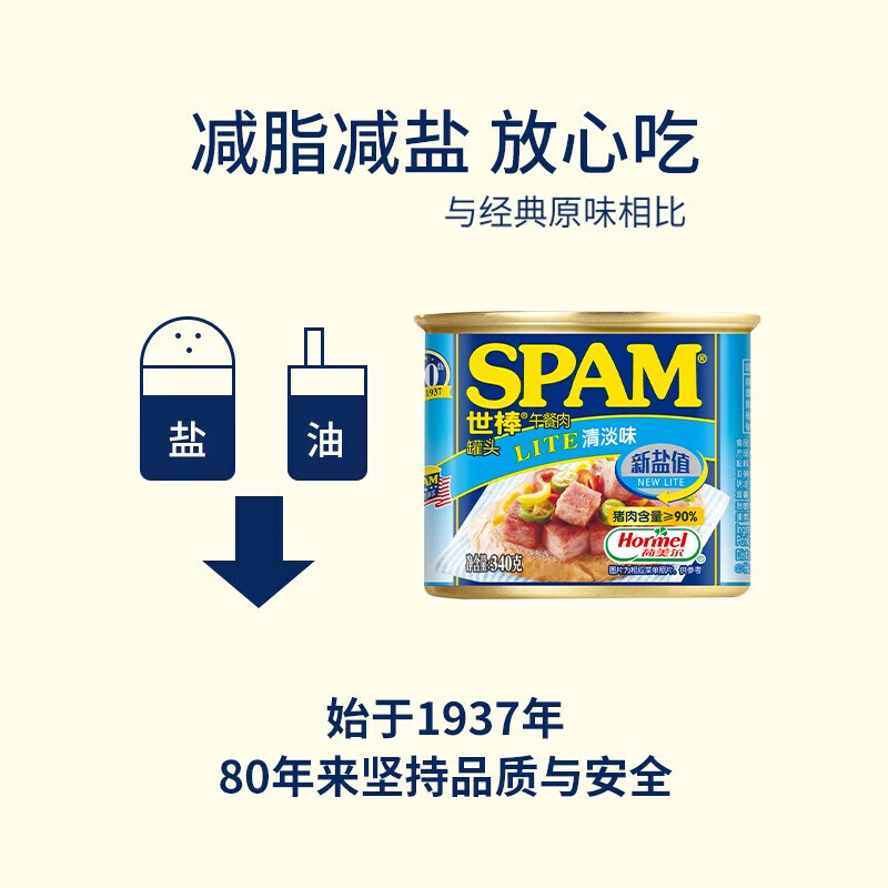 世棒午餐肉罐头清淡340g*3 33.24元 - 86线报