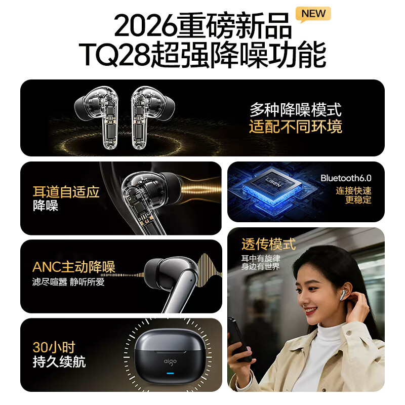 爱国者 TQ28 主动降噪ANC 入耳式蓝牙耳机 一年质保 56元 - 86线报