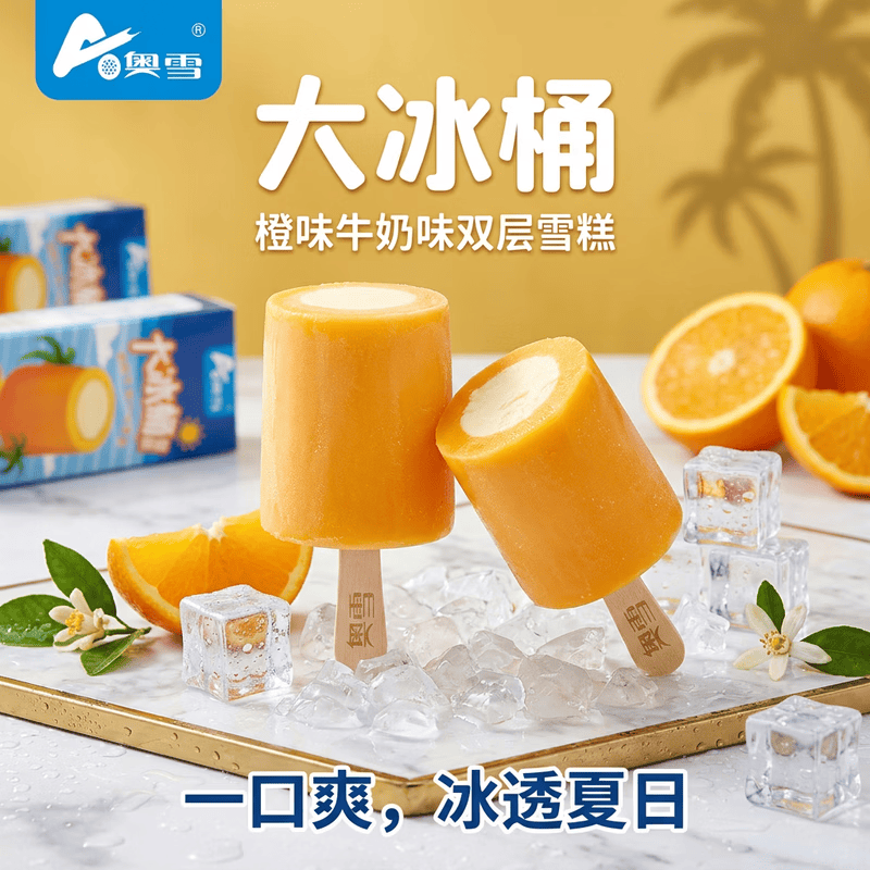 奥雪大冰桶甜橙牛奶口味雪糕95克*4支冰淇淋甜品家庭装 18.83元 - 86线报