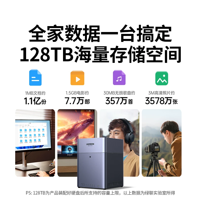 绿联私有云DH4300Plus四盘位NAS家用家庭网络存储 1664.1元 - 86线报
