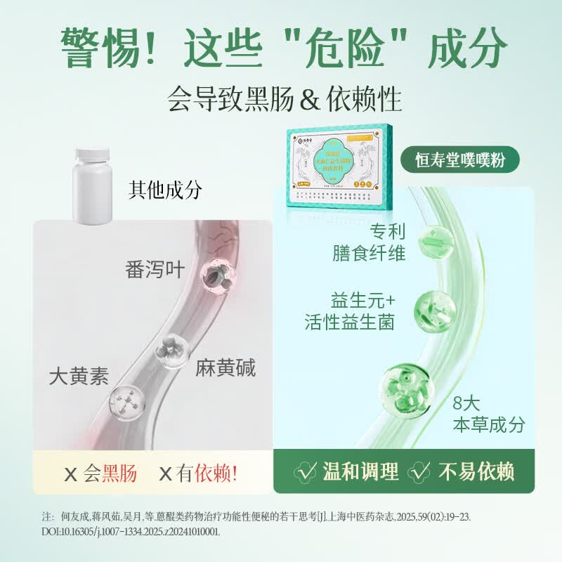 恒寿堂噗噗粉人参黄芪火麻仁膳食纤维益生元10条*1盒 39.9元 - 线报酷