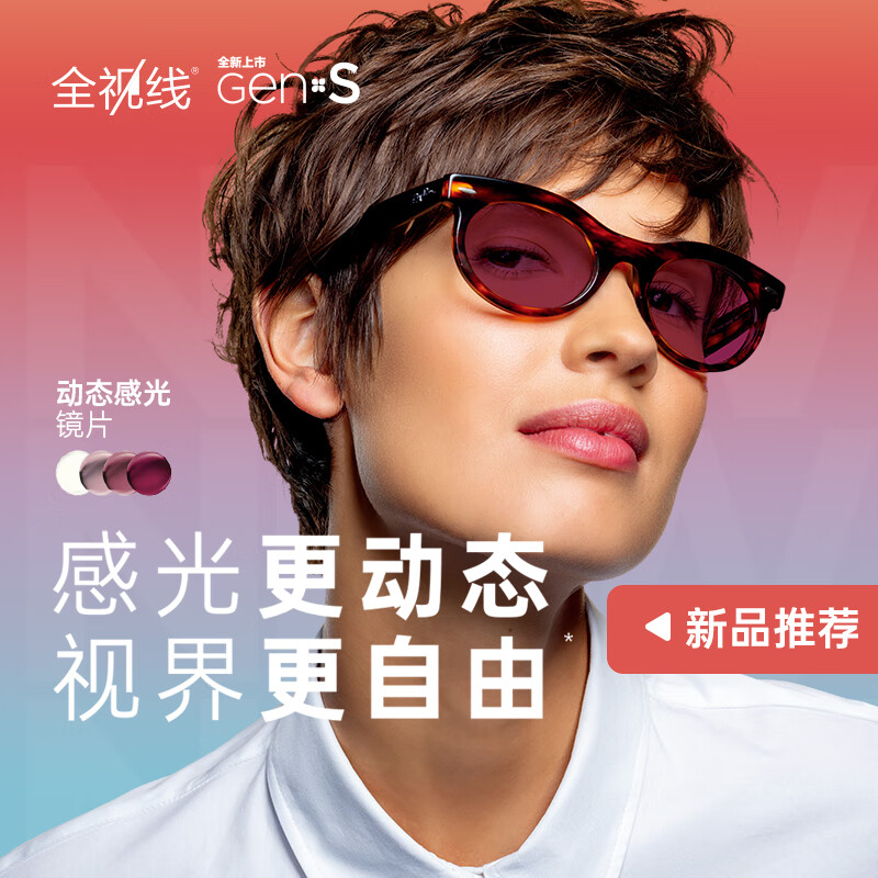 依视路全视线Gens变色近视镜片2片+1.6折射率膜洁+赠钛框 439.3元 - 86线报