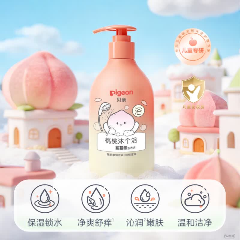 贝亲儿童沐浴露氨基酸温和清桃叶精华300ml 11.09元 - 线报酷