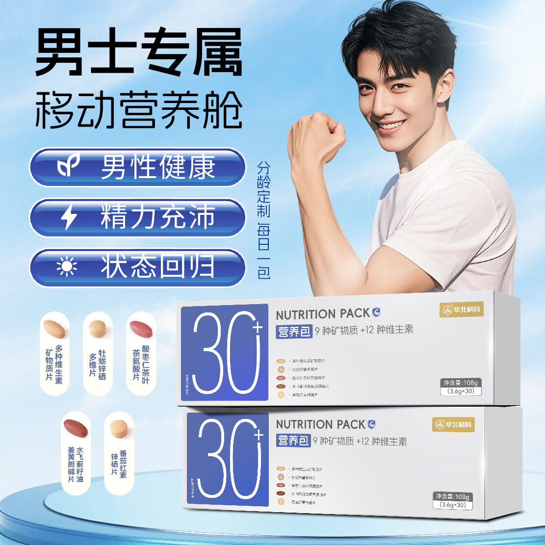 华北制药30+男士营养包30天复合维生素矿物质 69.05元 - 86线报