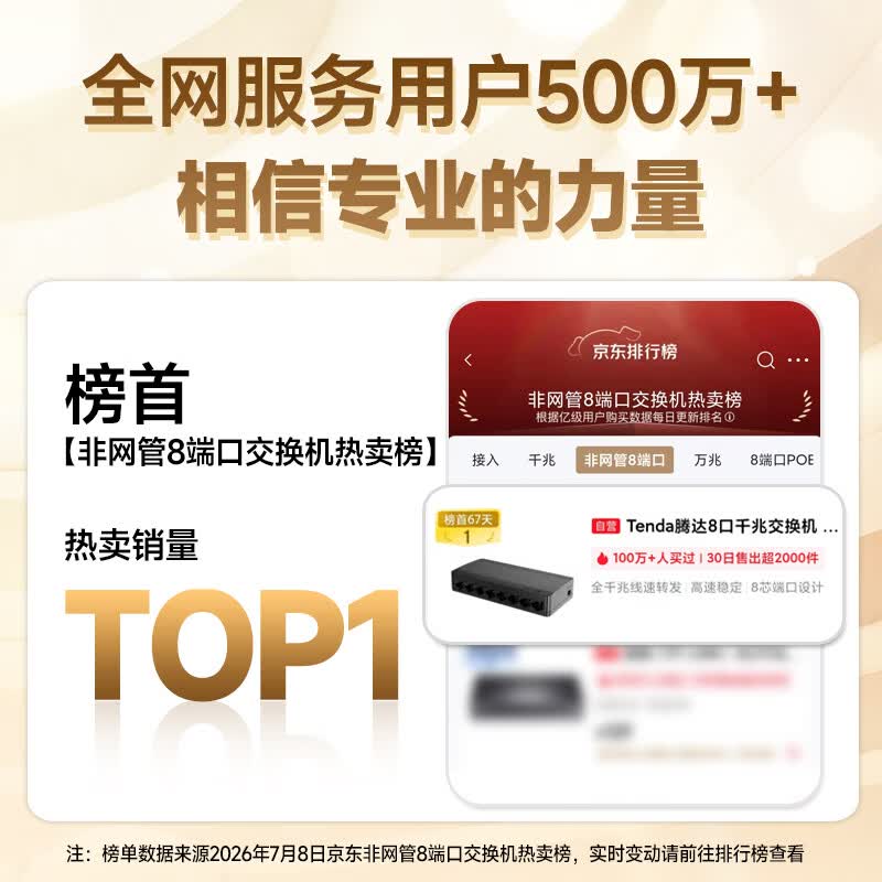 Tenda SG108 8口全千兆交换机 65.9元 - 86线报