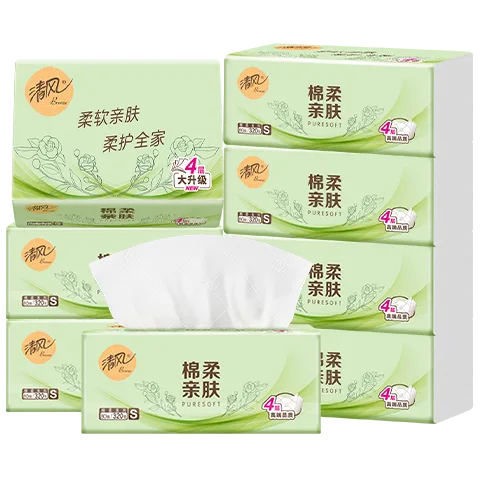 清风抽纸 4层320张*8包 家用实惠装 超市同款 7.9元 图片 2