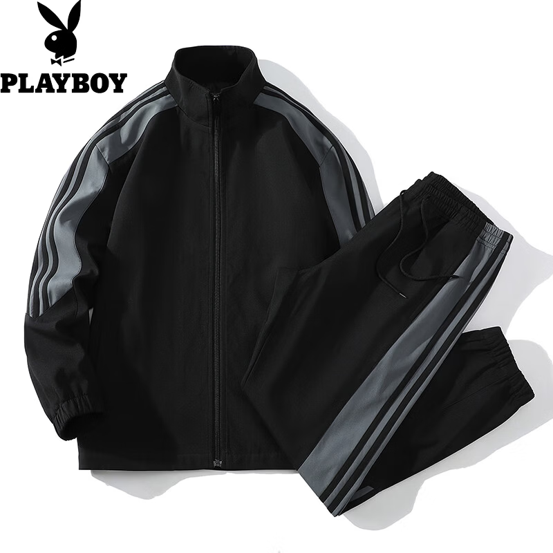 PLAYBOY运动套装工装裤外套套装黑色套装2件套 69元 - 线报酷