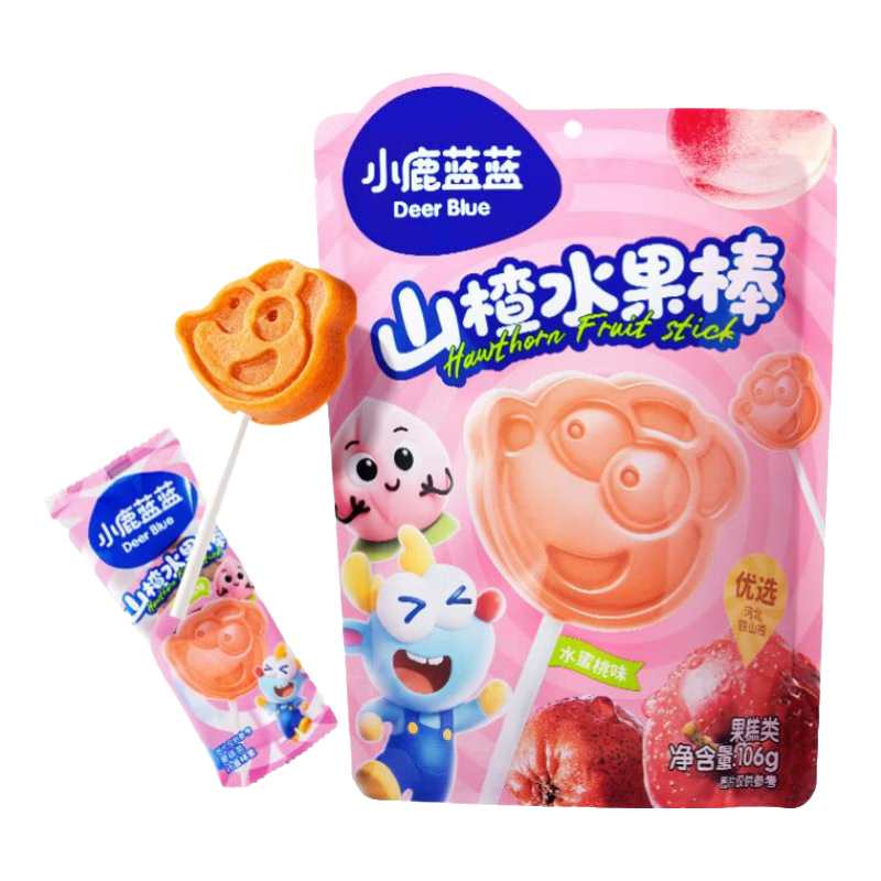 小鹿蓝蓝山楂棒棒糖水蜜桃味106g 3.9元 - 86线报