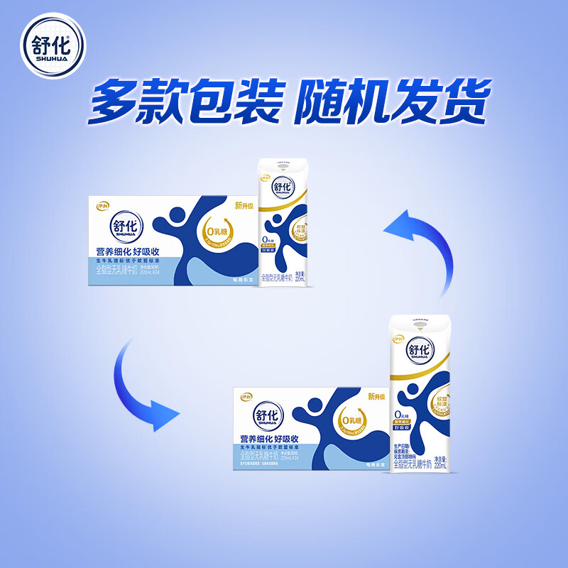 舒化 伊利舒化全脂型牛奶220ml*24盒/箱 零乳糖 月产礼盒装 新鲜日期 - 86线报